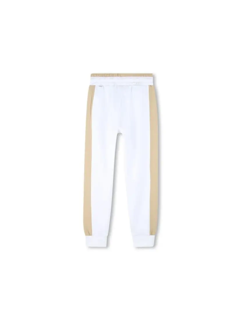 Boss pantalone bianco bambino tuta in cotone micro logo sul lato miniatura 2