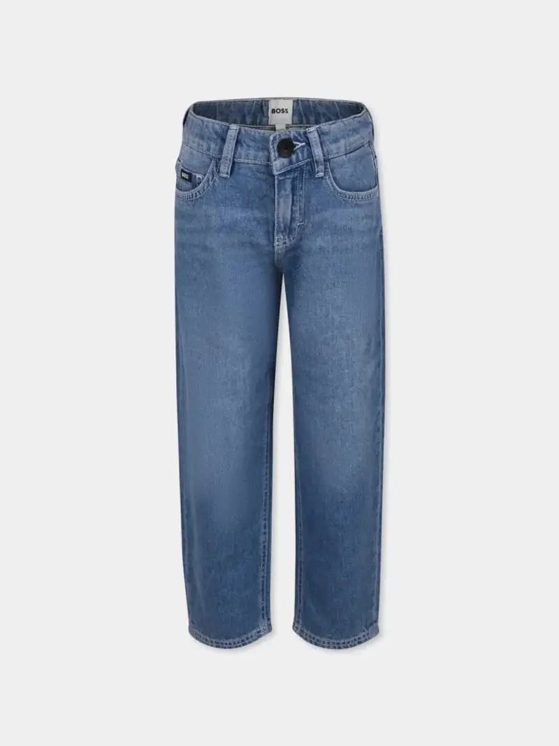 Boss pantalone in denim medium bambino in cotone regular