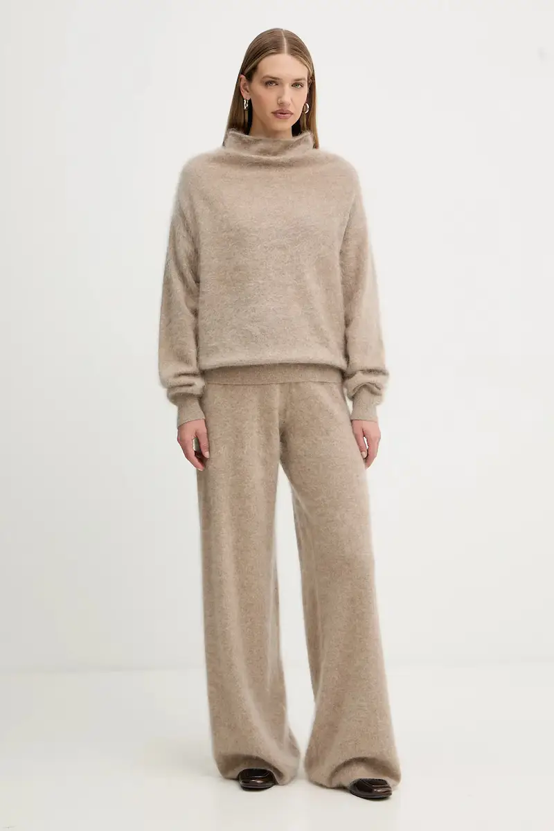 pantaloni in cashmere donna colore beige 50550831 miniatura 2