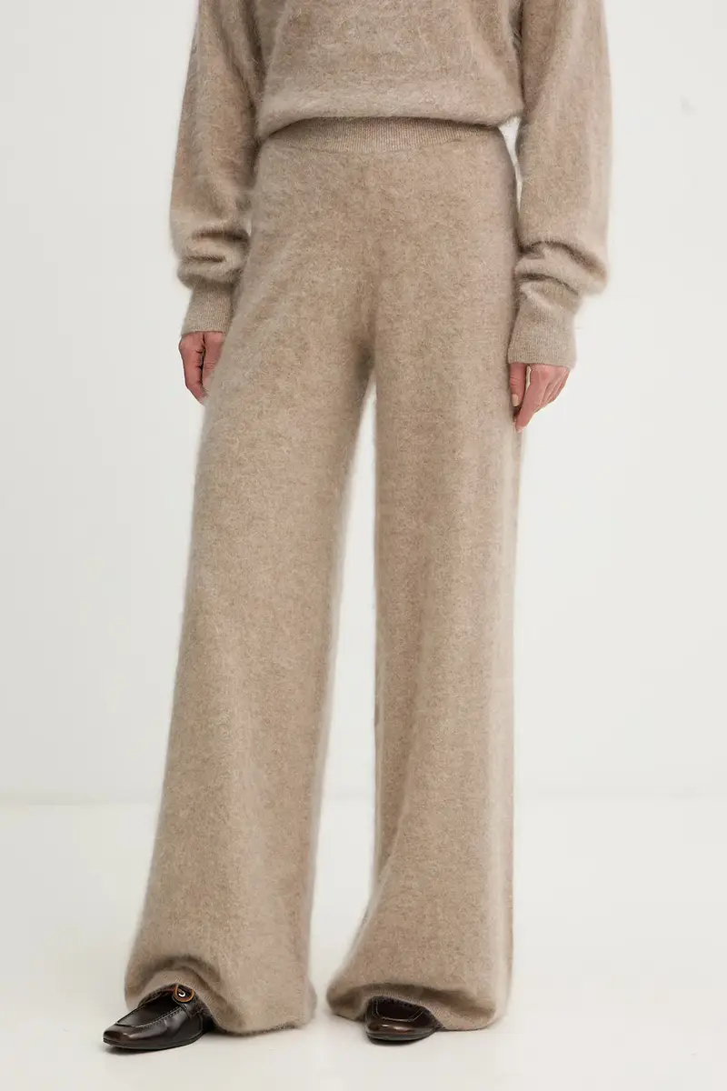 pantaloni in cashmere donna colore beige 50550831