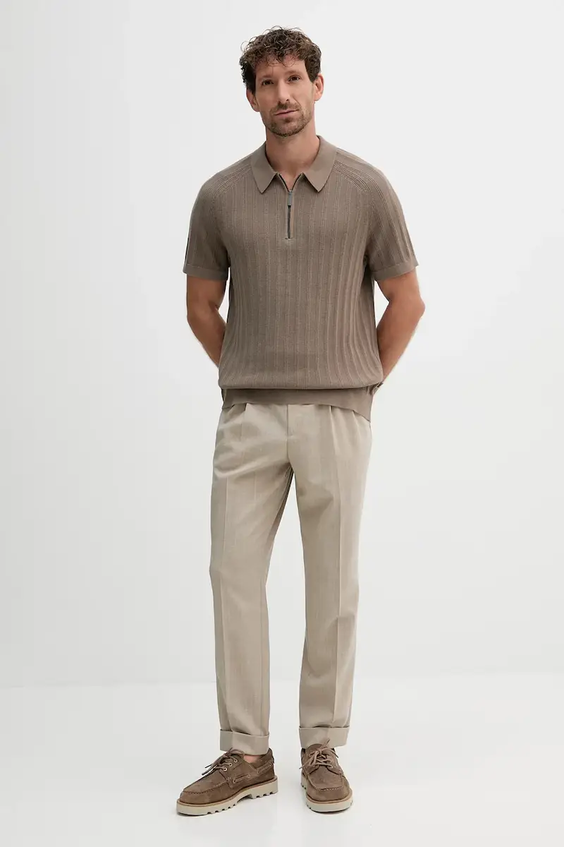 pantaloni in lana colore beige 50545822 miniatura 2