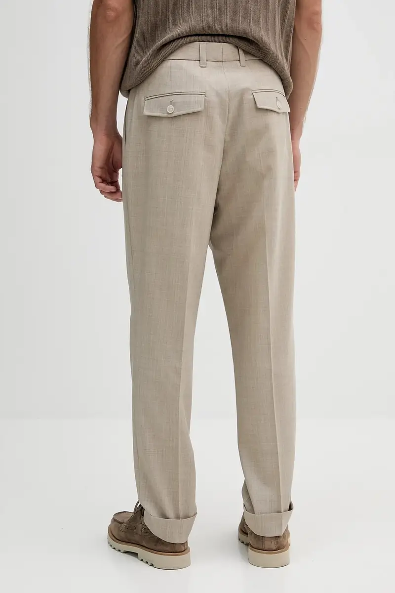 pantaloni in lana colore beige 50545822 miniatura 3