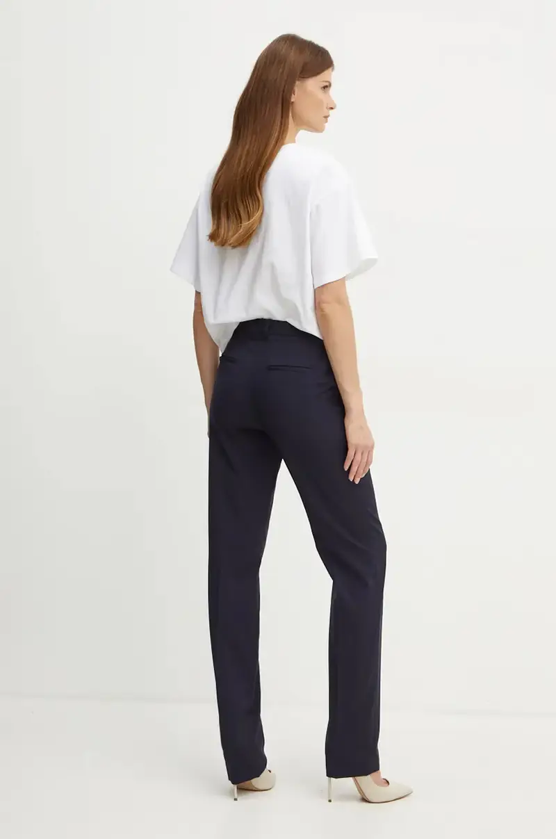 pantaloni in lana colore blu navy 50490045 miniatura 3