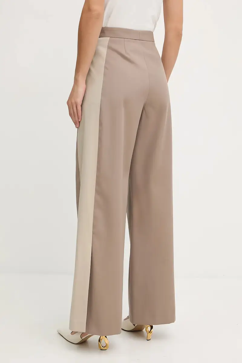 pantaloni in lana donna colore beige 50543410 miniatura 3