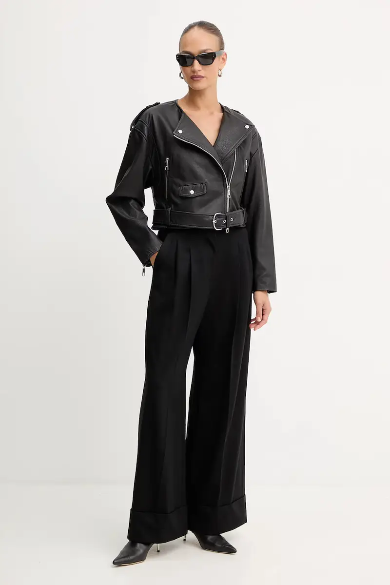 pantaloni in lana donna colore nero 50550804 miniatura 2