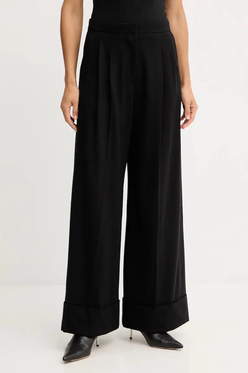 pantaloni in lana donna colore nero 50550804