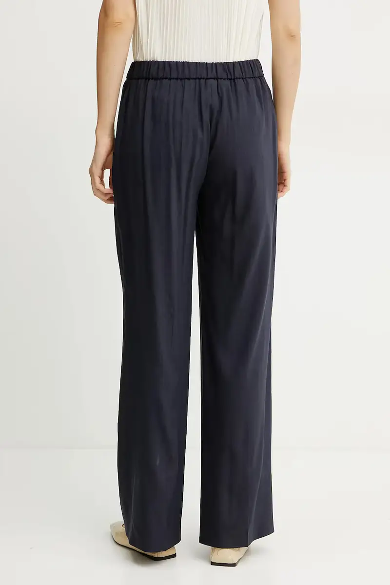 pantaloni in lino donna colore blu navy 50540608 miniatura 3