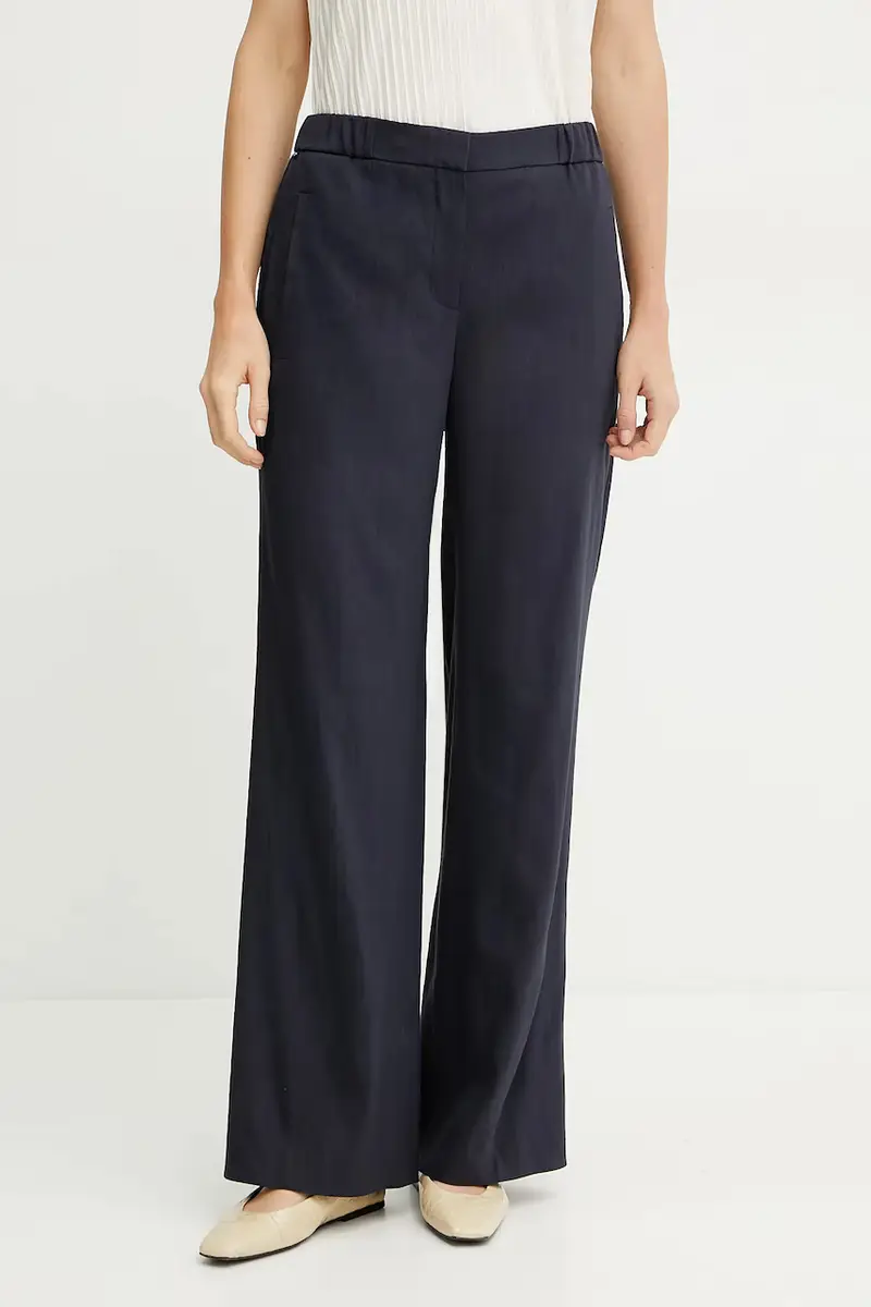 pantaloni in lino donna colore blu navy 50540608