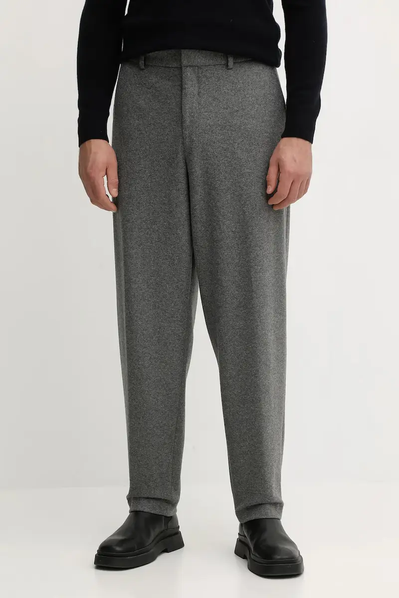 pantaloni in misto lana uomo colore grigio 50551541