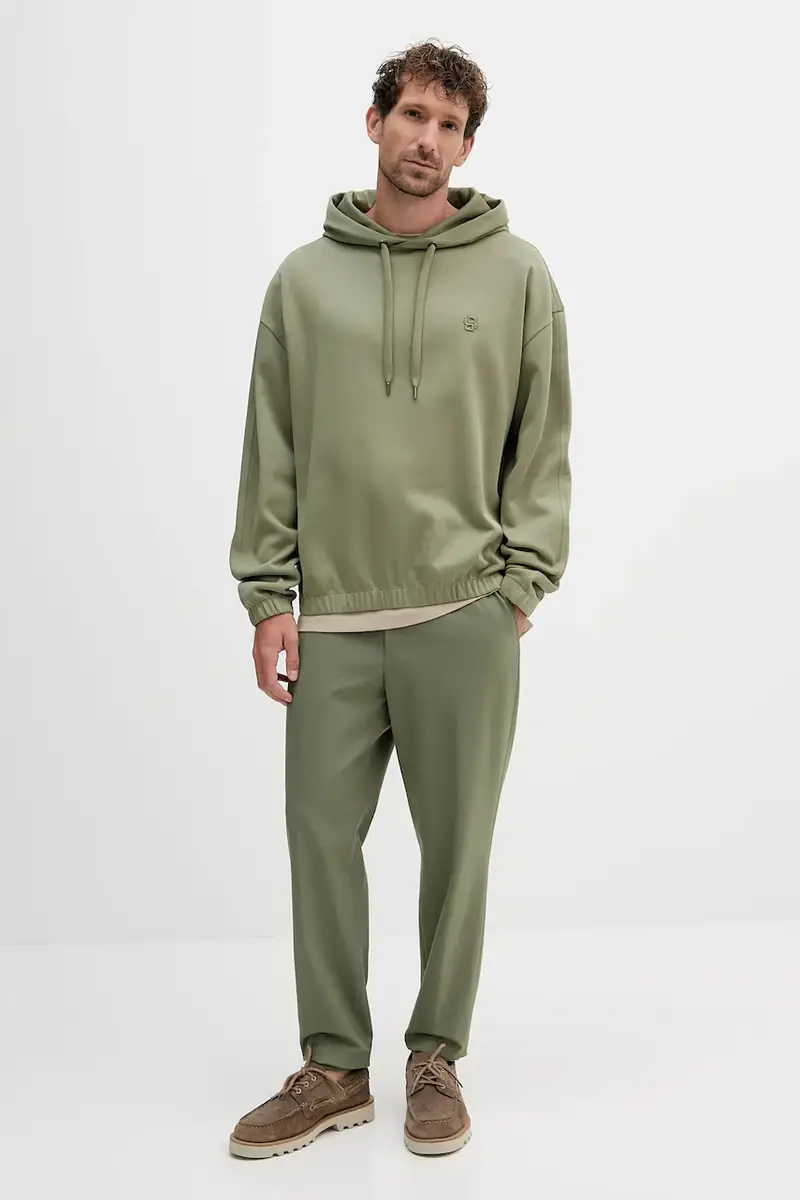 pantaloni in misto lana uomo colore verde 50546063 miniatura 2