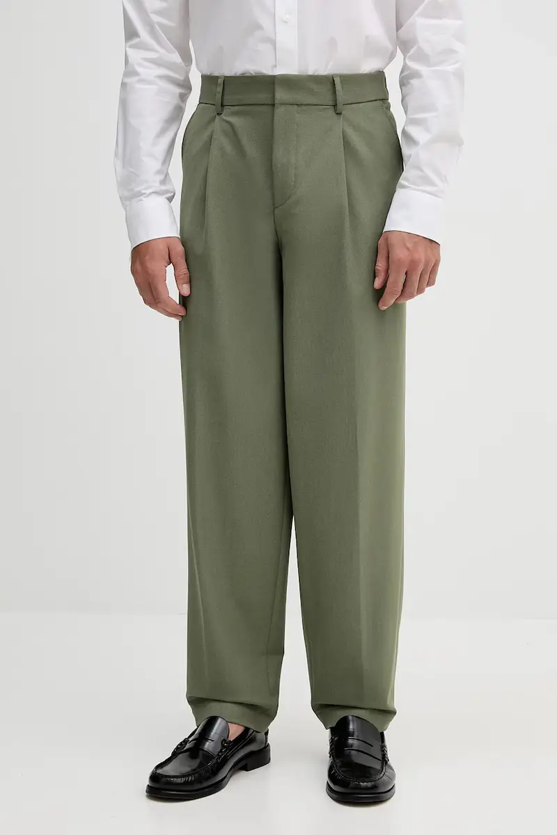 pantaloni in misto lana uomo colore verde 50546294
