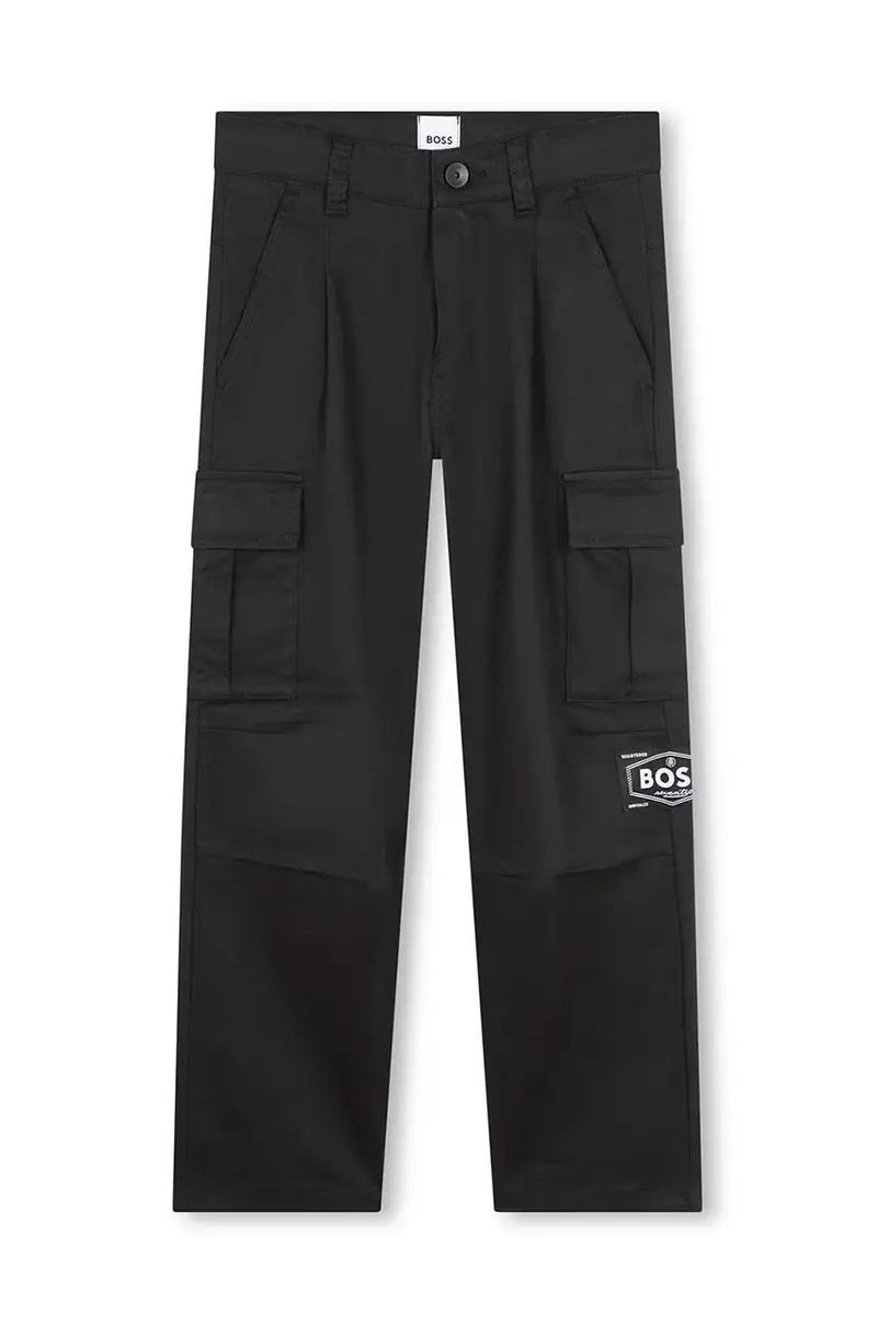 pantaloni per bambini colore nero con applicazione J51141 miniatura 2