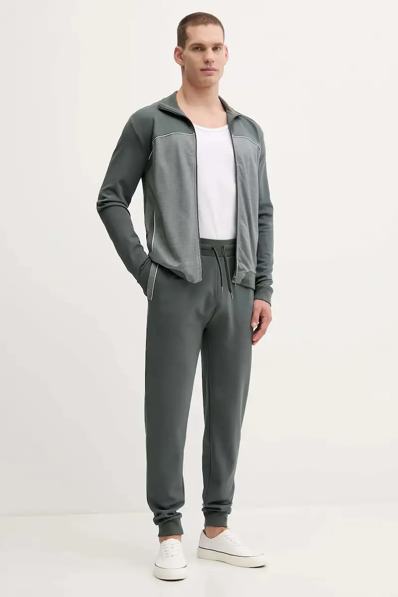 pantaloni tuta colore nero con applicazione 50545579 Verde miniatura 2