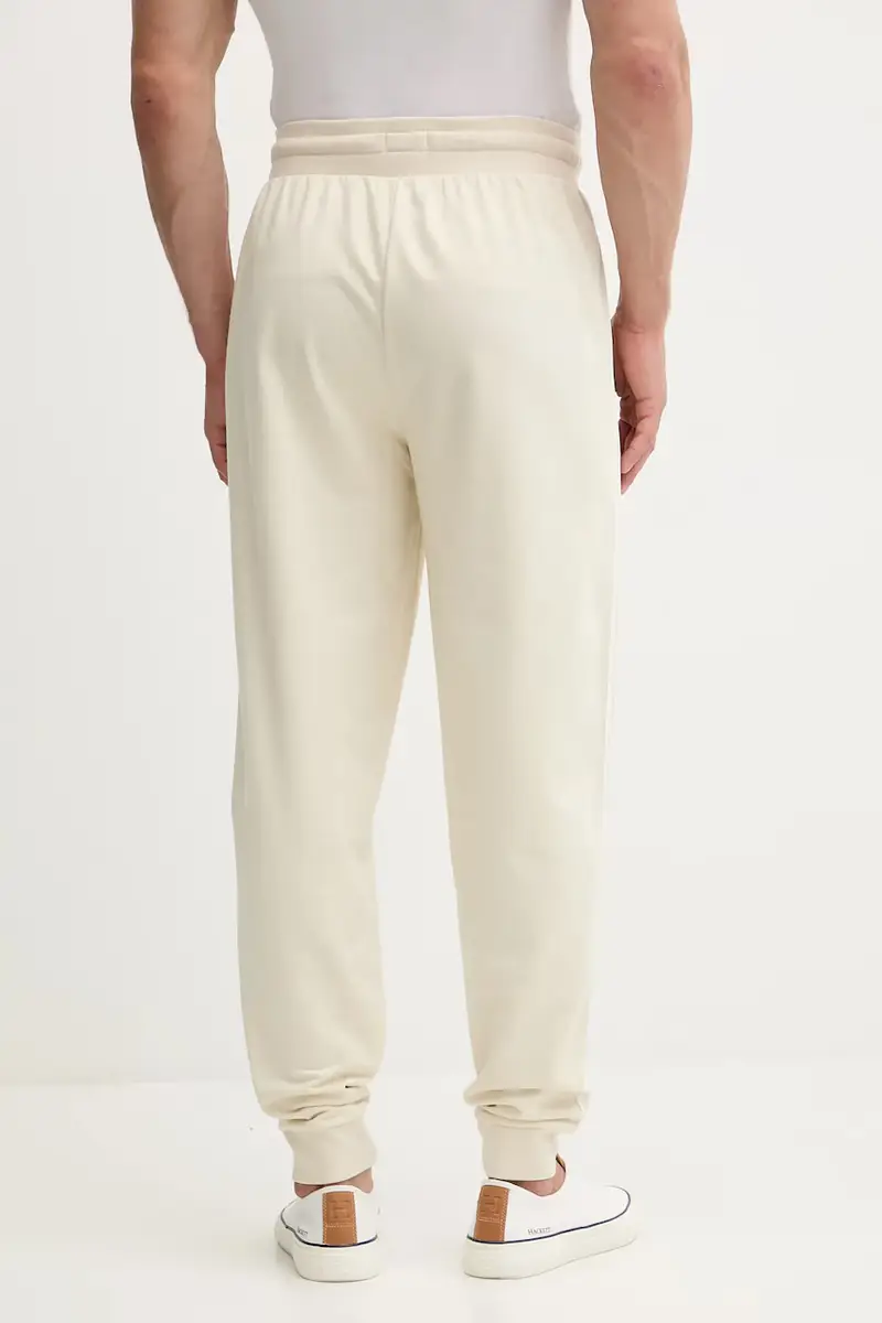 pantaloni tuta di cotone uomo colore beige con applicazione 50550613 miniatura 3