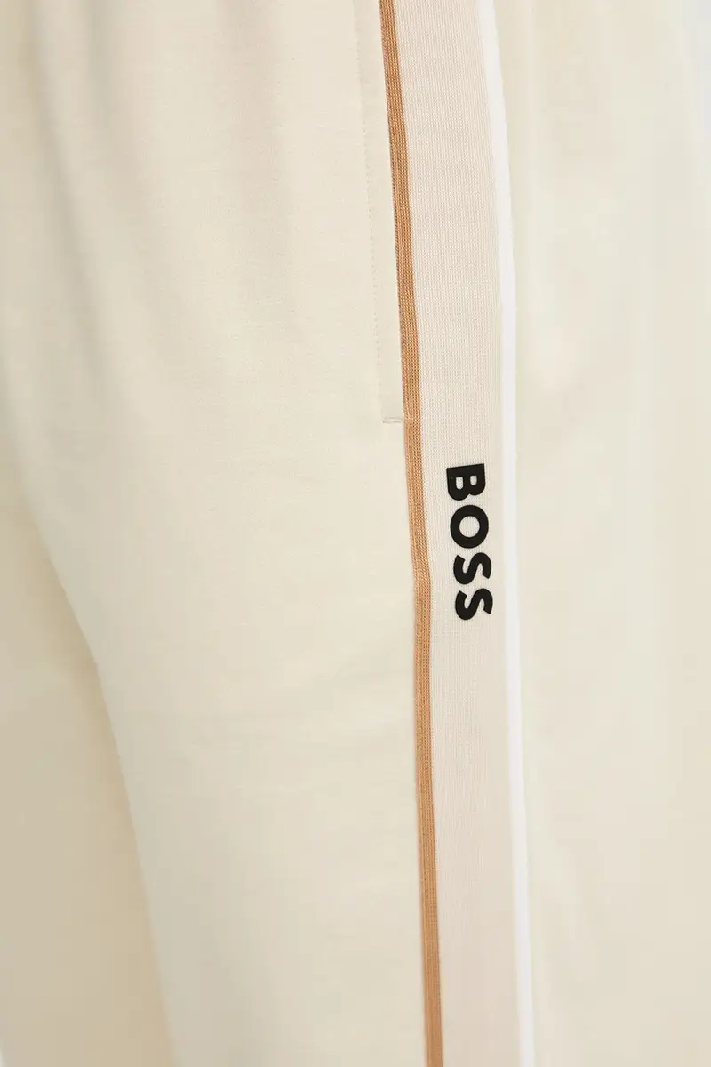 pantaloni tuta di cotone uomo colore beige con applicazione 50550613 miniatura 4