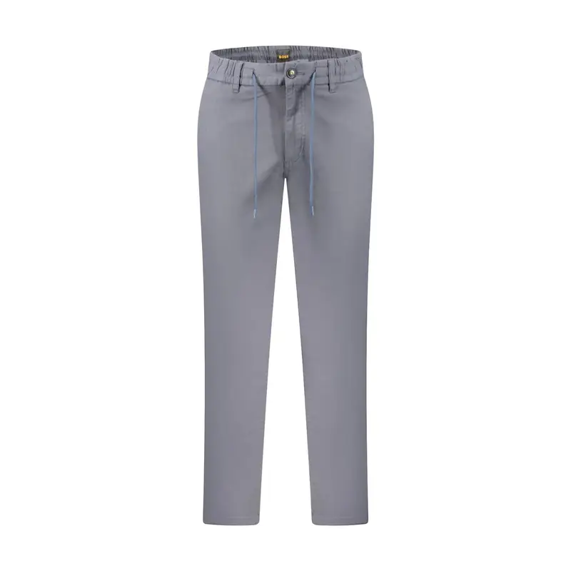 Boss Pantaloni Uomo Blu Tapered Fit in Cotone