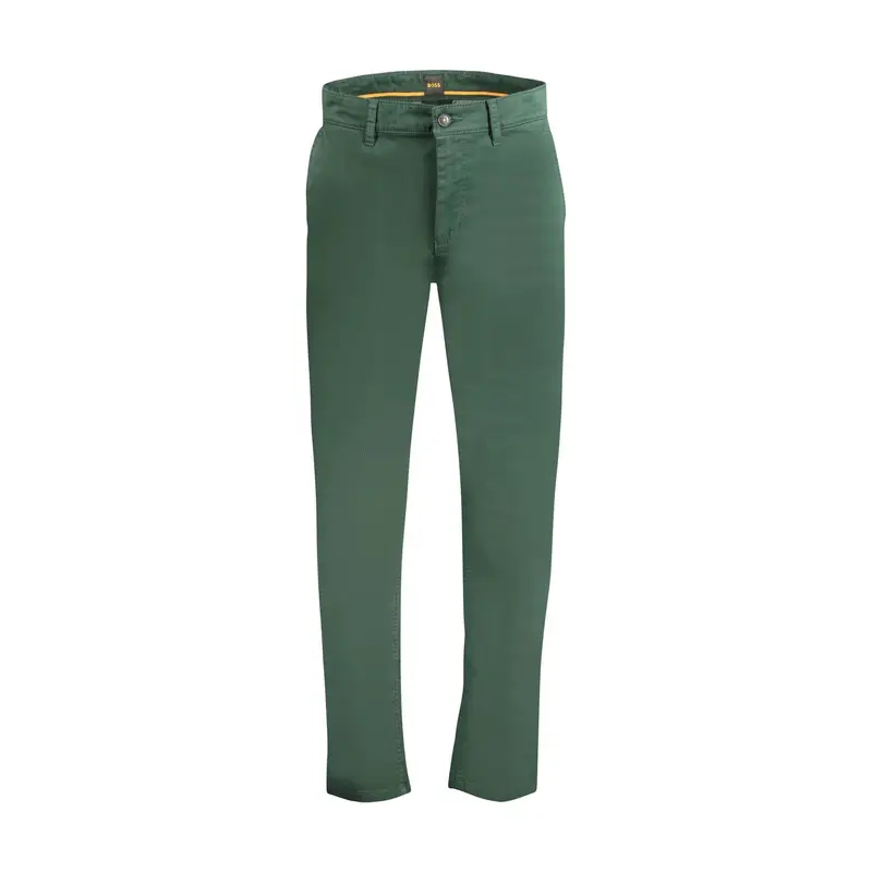 Boss Pantaloni Uomo Verde Tapered Fit in Cotone Rigenerato