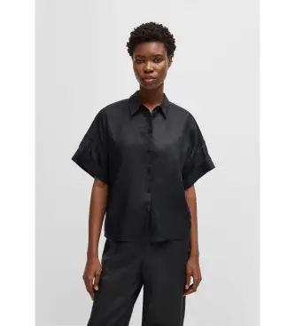 per donna 50537918 Camicia nera Bisenas (34), Nero, Casual, Cotone, Manica corta