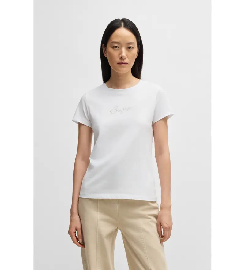 per donna 50538826 Maglietta bianca Esogo (XS), Bianco, Casual, Cotone, Manica corta