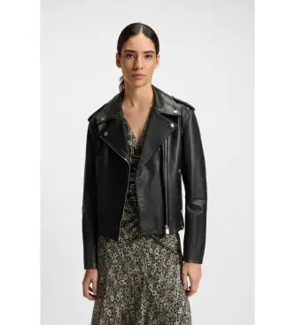 per donna 50541769 Giacca nera sabbia (S), Nero, Casual, Pelle