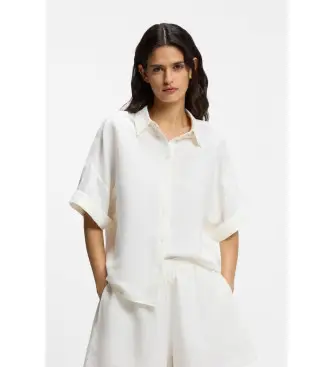 per donna 50559261 Camicia bianca Bisenas (XS), Pelle, Bianco, Basso, Nessuno, Casual, Da sera, Lino, Classico, Manica corta