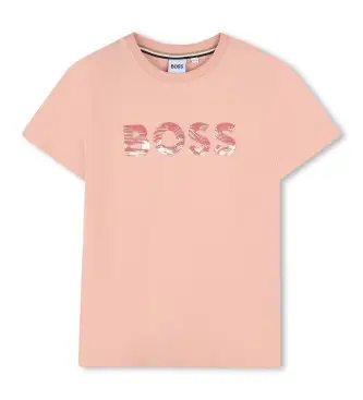 per ragazza J52426 Maglietta con fiori rosa (8años= 126cm), Casual, Cotone, Manica corta, moda per bambini