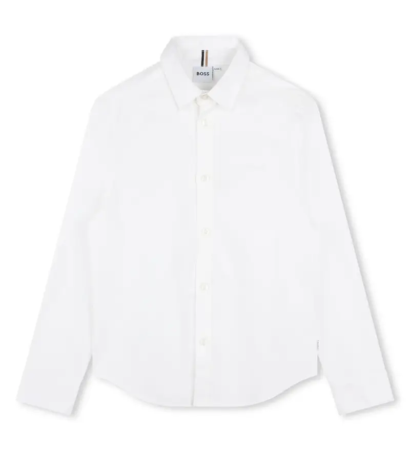 per ragazzo J51130 Camicia bianca a maniche lunghe dal taglio dritto (6años= 114cm), Bianco, Casual, Cotone, Manica lunga, moda per ba