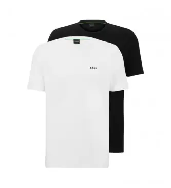 per uomo 50478019 Confezione da 2 T-shirt con logo nero, bianco (S), Casual, Manica corta, Cotone biologico, Sostenibile