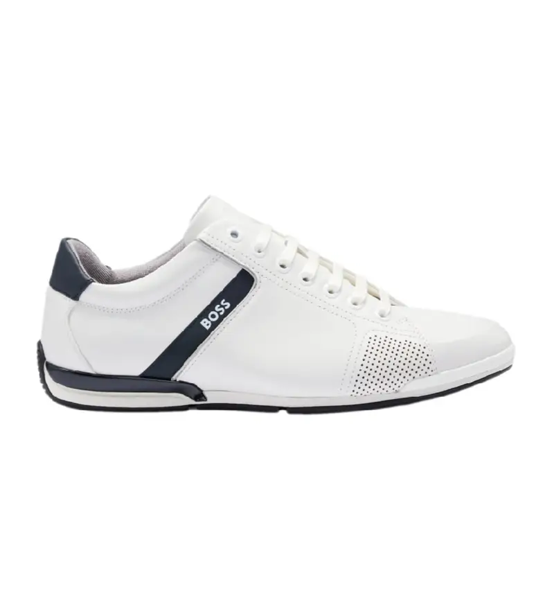 per uomo. 50498282 Sneaker Saturn in pelle bianca (41), Bianco, Basso, Stringhe, Casual