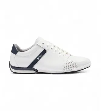 per uomo 50498282 Sneaker Saturn in pelle bianca (47), Bianco, Basso, Stringhe, Casual