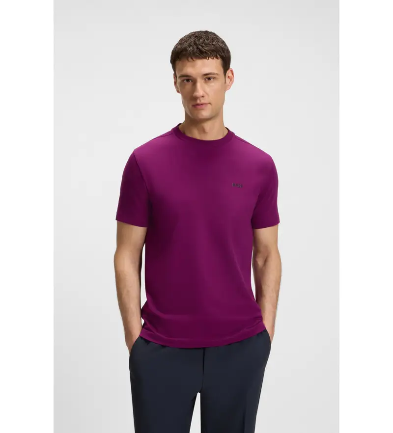 per uomo. 50506373 Maglietta con mini logo viola (3XL), Casual, Lilla, Cotone, Manica corta