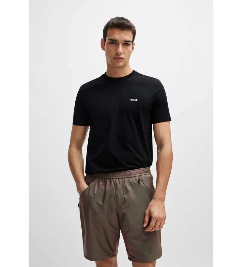 per uomo 50506373 Maglietta elastica nera (XXL), Nero, Casual, Cotone, Manica corta