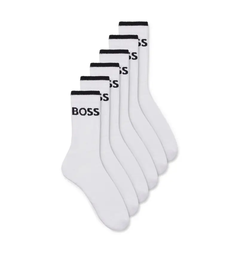 per uomo. 50510168 Confezione da sei calzini bianchi in cotone a coste (43-46), Bianco, Homewear