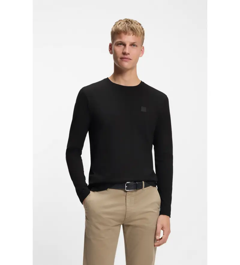 per uomo 50512111 Maglietta Black Tacks (L), Nero, Casual, Cotone, Manica lunga