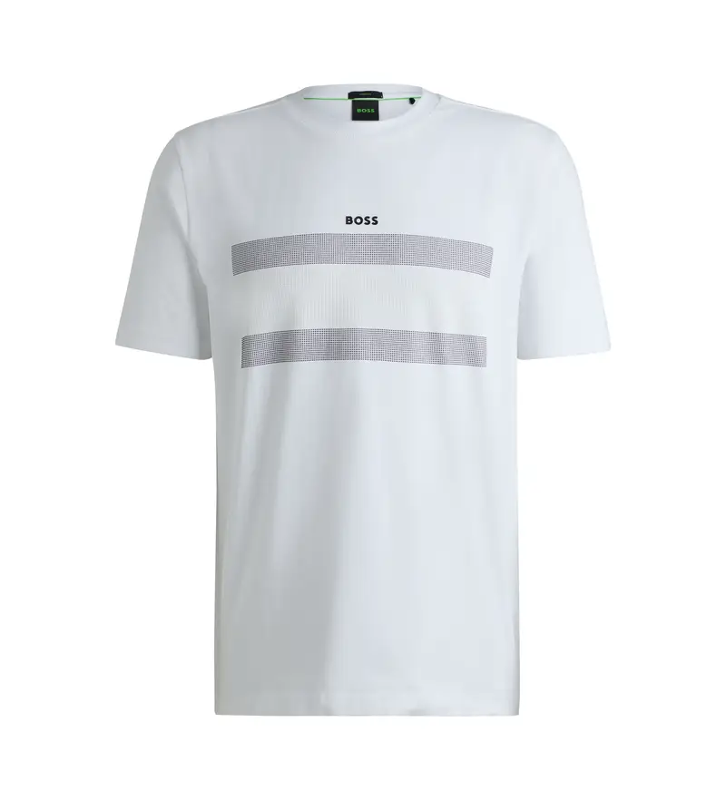 per uomo 50525224 Maglietta con frase bianca (S), Bianco, Casual, Cotone, Manica corta