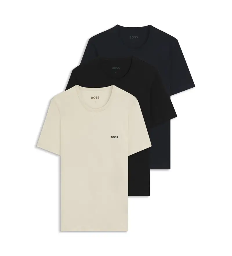 per uomo 50532468 Set di 3 canottiere classiche bianco, nero, blu navy (L), Homewear, Cotone, Manica corta