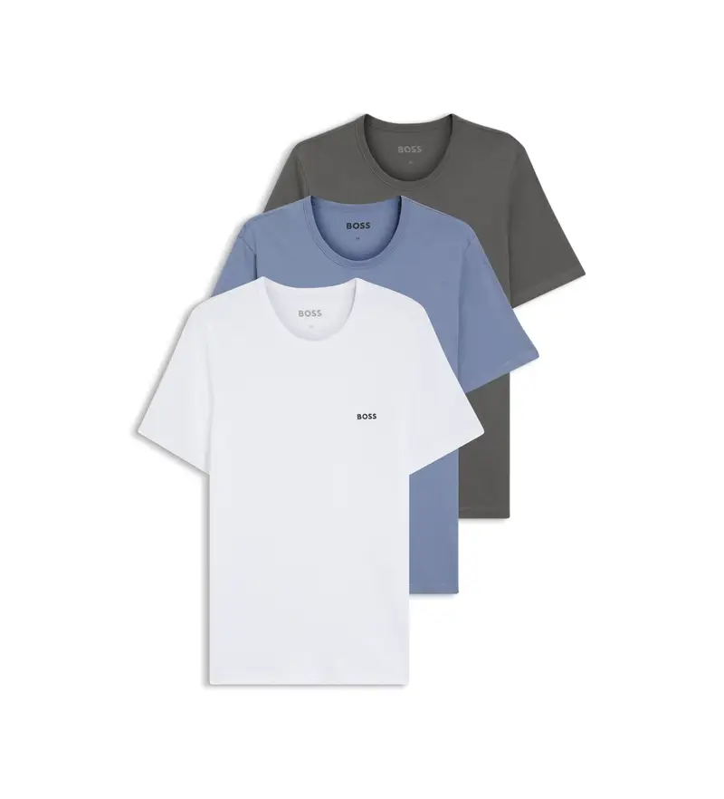 per uomo 50532468 Set di 3 canottiere classiche grigio, blu, bianco (L), Homewear, Cotone, Manica corta