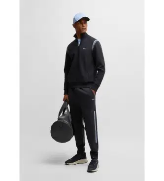 per uomo 50533738 Tuta sportiva in cotone elasticizzato dalla vestibilità regolare con applicazioni a righe blu navy (S), Nero, Casual