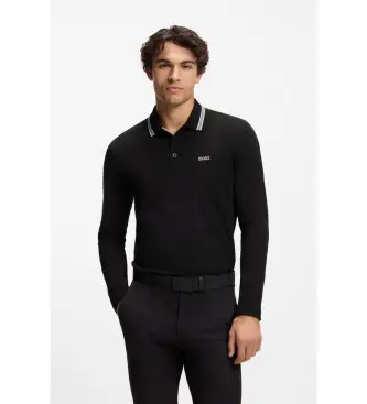 per uomo 50536609 Polo nera (M), Nero, Casual, Cotone, Classico, Manica lunga
