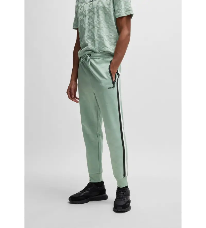 per uomo. 50537373 Pantaloni della tuta dal taglio rilassato con cerchi in tessuto jacquard verde (XS), Casual, Poliestere