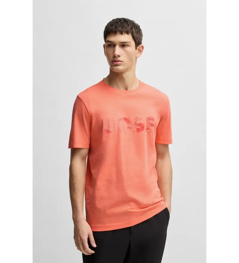 per uomo. 50537834 Maglietta con logo Glamping rosso (XL), Casual, Cotone, Manica corta