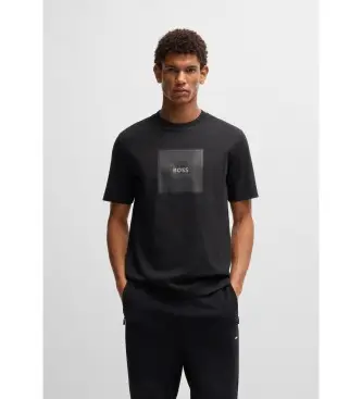 per uomo 50538096 T-shirt in jersey di cotone con logo nero a linee sottili (L), Casual, Manica corta