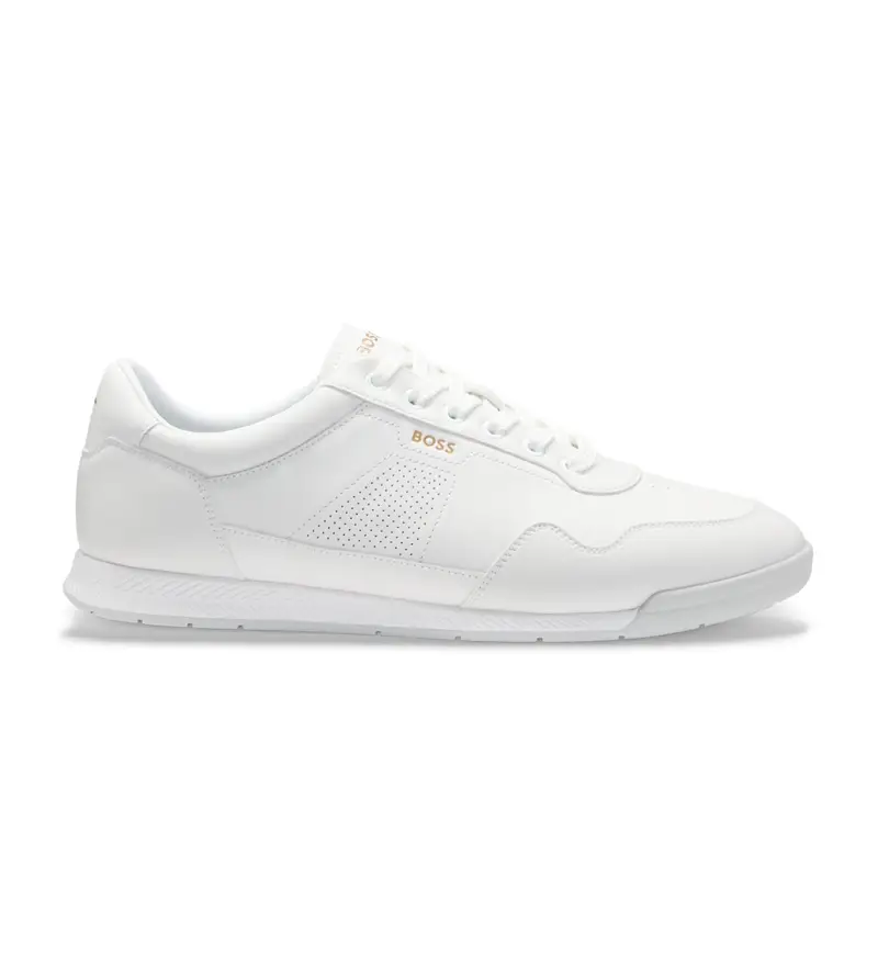 per uomo. 50548658 Sneakers Nitan in pelle bianca (40), Bianco, Basso, Casual, Manica corta Oro