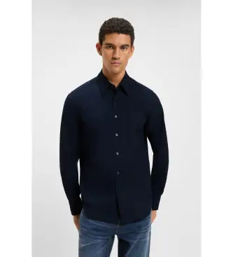 per uomo 50548959 Elegante camicia blu navy (M), Casual, Da sera, Cotone, Classico, Manica lunga