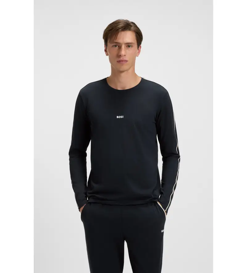 per uomo 50550484 Maglietta blu navy unica (S), Casual, Cotone, Manica lunga