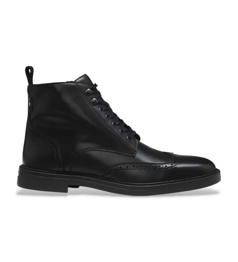 per uomo. 50552551 Stivaletti in pelle nera con dettagli traforati (41), Nero, Basso, Cerniera, Casual