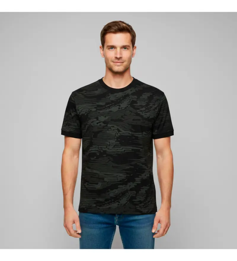 per uomo 50553159 maglietta nera verdastra wildnature (L), Nero, Casual, Cotone, Manica corta