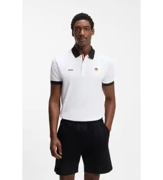 per uomo 50559263 Polo bianca Paddy con dettagli bandiera (L), Bianco, Casual, Cotone, Manica corta