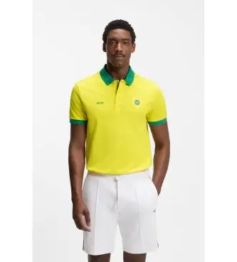 per uomo 50559263 Polo Paddy con dettagli bandiera gialla (L), Casual, Giallo, Cotone, Manica corta
