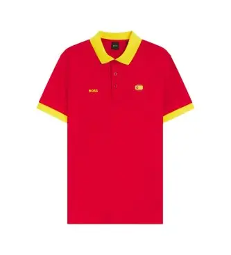 per uomo 50559263 Polo Paddy con dettagli bandiera rossa (L), Rosso, Casual, Cotone, Manica corta